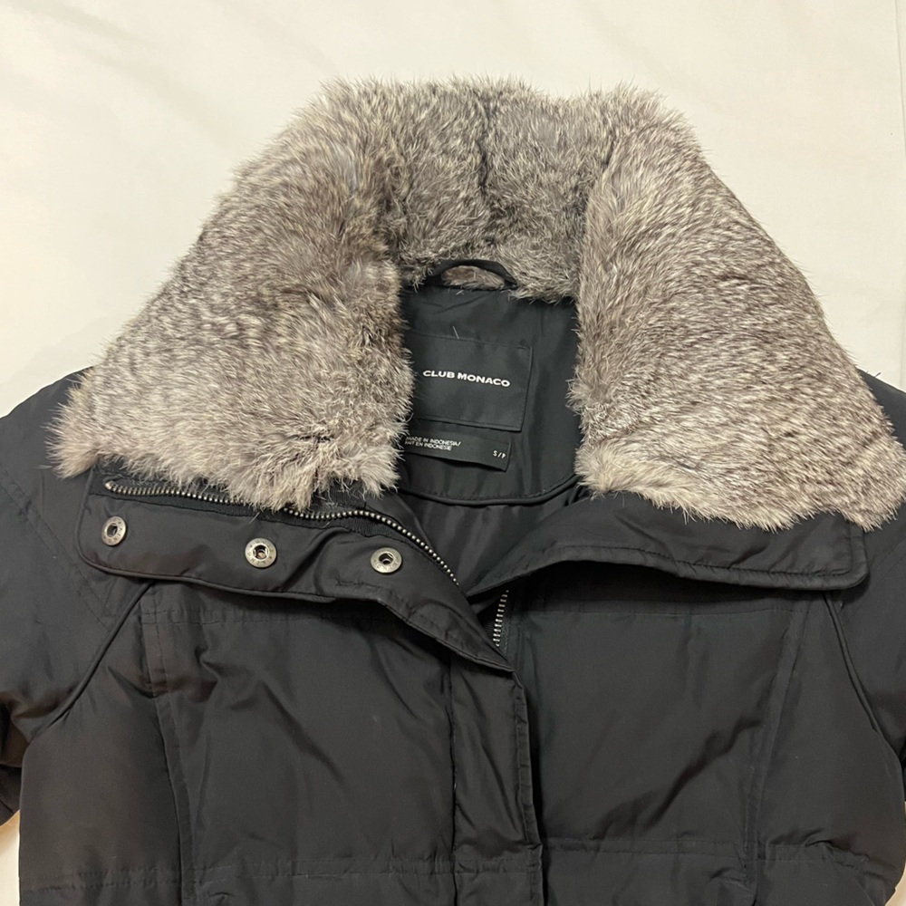 Black Club Monaco Jacket with Fur Collar